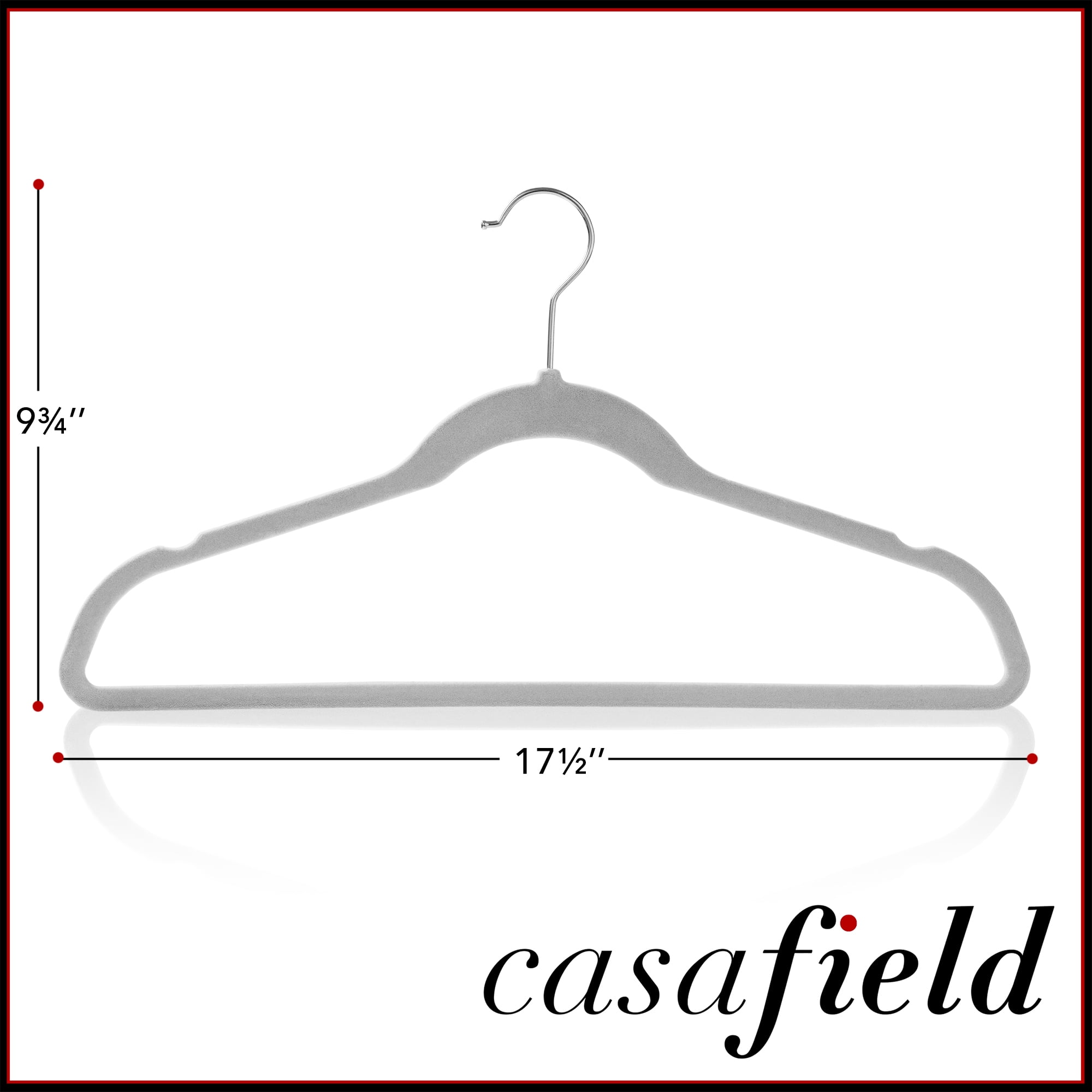 Casafield 100 Velvet Suit Hangers, Gray - Space Saving, Non-Slip & Swivel Hook