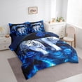 thumbnail image 3 of Castle Fairy Tiger Animal Bedding Comforter Set 7 Pieces for Teens,Chic Floral Blue Rose Full Bedding Set Lightweight,Woodland Wildlife Fitted Sheet Flat Sheet,Microfiber Bedroom Decor,Reversible, 3 of 8