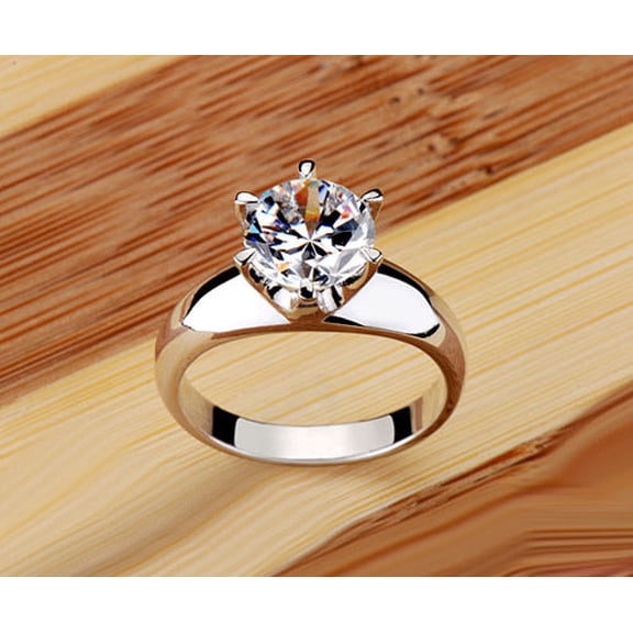 Kalapi Jewel 14K White Gold Plated Round Cut 1.3 Ct Moissanite Engagement Ring for Women – Elegant Prong Setting Solitaire Wedding Band – Ideal Gift for Anniversary, Proposal & Daily Wear