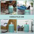 thumbnail image 4 of Demifill 12" Patio Round Side Table, Outdoor Footstool, Garden Mosaic Accent Side Table for Outdoor as Garden, Yard, Plant Stand, Blue, 4 of 11