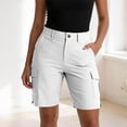thumbnail image 2 of HappyYEE Women’s Hiking Shorts Button Waist Straight Leg Cargo Shorts with Multi-pocket Loose Fits Summer Outdoor Workout Sport Short ,White,L, 2 of 7