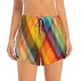 thumbnail image 4 of Lsque Abstract Watercolors Tartan Printed Women's Running Shorts with Liner Pockets,Elastic Quick Dry Workout Athletic Gym Yoga Shorts,Womens High Waist Shorts-XX-Large, 4 of 9