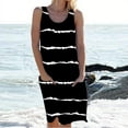 thumbnail image 1 of Nouvelle Robe à Rayures pour Femmes Sans Manches Imprimé Robe Bodycon Robe Décontractée Style Tribal Élégant Robe Imprimée Robe de Poche Robe, 1 of 7