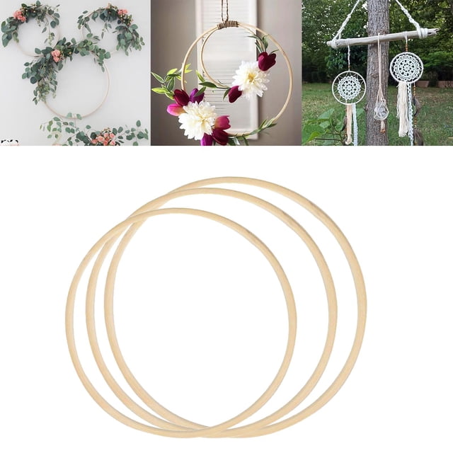 3 Anillos de Macramé con Aro de para Hacer Bodas DIY 33cm 36cm 40cm Hugo Anillos de bambú
