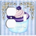 thumbnail image 4 of Metal Light Switch Plate Cover Purple Luxury Cupcake Striped Wallpaper Blue CAK051, 4 of 13
