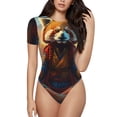 thumbnail image 1 of Balery Prairie Meditating Raccoon Body de cuello redondo de manga corta para mujer Tops de manga corta Tops básicos-Small, 1 of 7