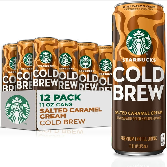 Starbucks Cold Brew Coffee, Salted Caramel Cream, 11 fl oz Cans (12 Pack), Premium Coffee Drink, Iced Coffee