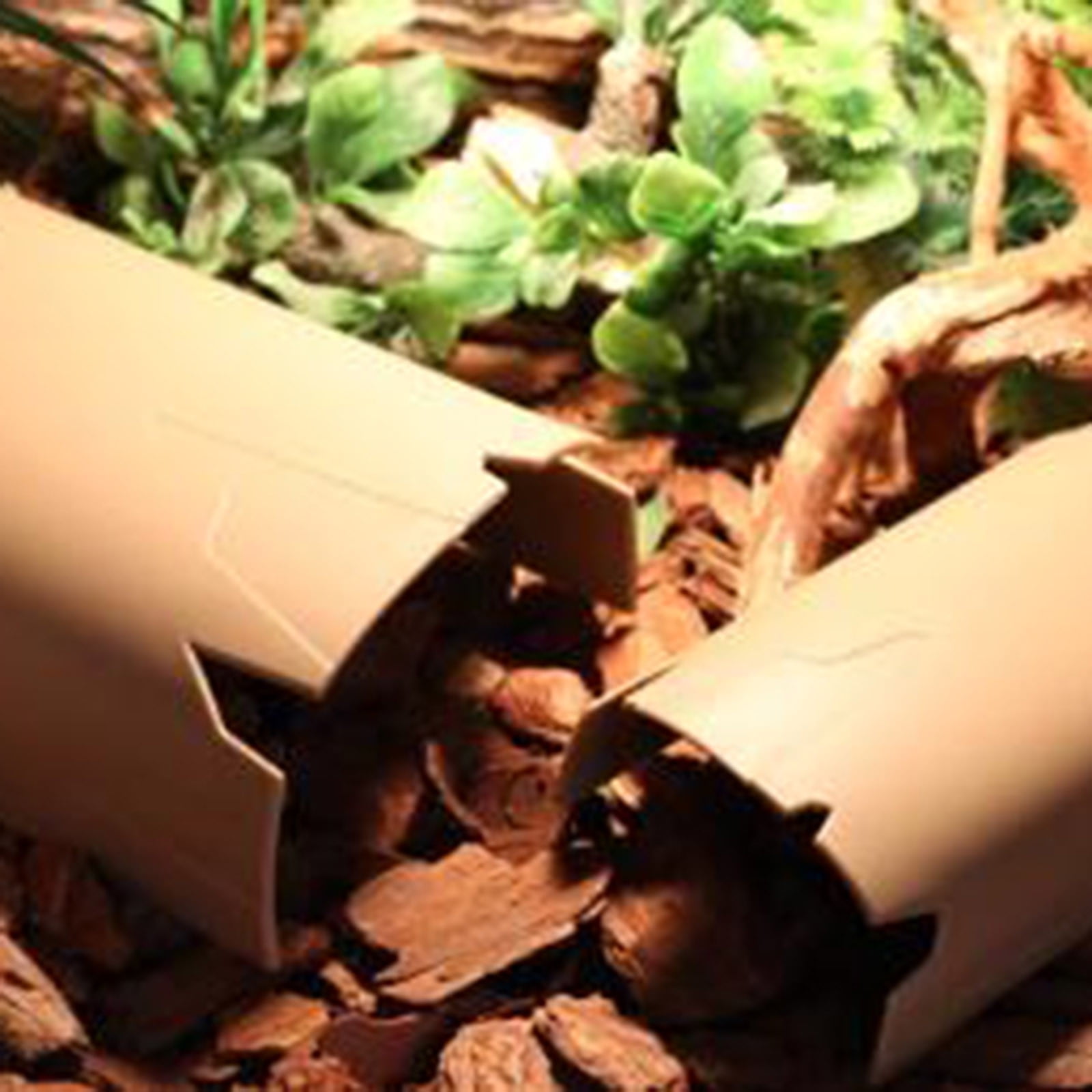 2026 New Reptile Hide ABS Eggshell/Hollow Log Hideout Reptile Tank Accessories Climbing Toys Terrarium Concealed Hole Decoration for Gecko Cabrite Ophidian Hermit Crabs Forgs, Khaki 1PC