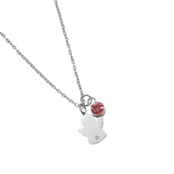 Stylish Angel Birthstones Pendant Necklace Stainless Steel Confirmation Jewelry Elegant Everyday Wear Symbolic Neckchain