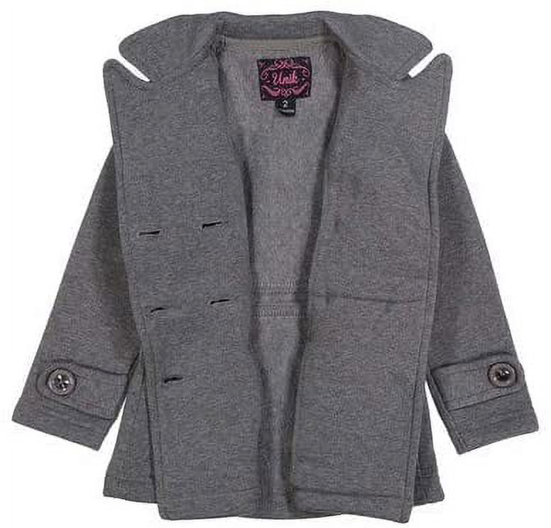 unik Girl Fleece Coat with Buttons, Dark Grey Size 2 - image 3 of 6