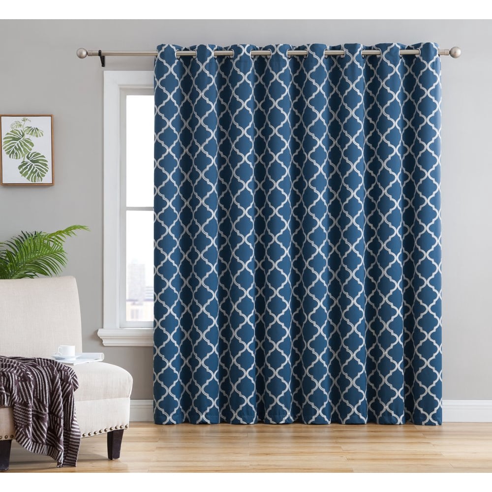 HLC.ME Lattice Embroidered Thermal Room Darkening Blackout Window Curtain Grommet Panels for ...