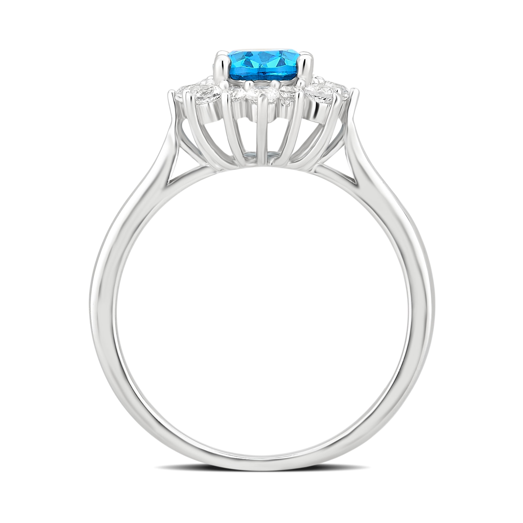 Arista 2 3/4 Carat T.W. Swiss Blue Cubic Zirconia and White Sapphire Women's Engagement Ring in Sterling Silver