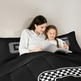 thumbnail image 4 of Feelyou Boys Initial Letter G Twin Bedding Sets 7-Piece, Black Monogrammed A to Z Bedding Comforter Set, Cartoon Theme Reversible Sheet Sets, Microfiber Bedroom Decor, 4 of 7