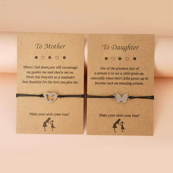 Papapt Mom Gifts from Daughter Mother Daughter Bracelets Set Mommy and Me Matching Heart Wish Bracelet Daughter Gift From Mom Birthday
