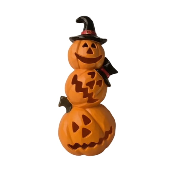 Halloween Decorations 3 Tiers Stacked Pumpkin Decoration for Halloween, Scary Pumpkin Ornament for Outdoor Indoor Garden Party Display,6.3x5.1x13.7 Inch
