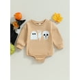 thumbnail image 2 of Bagilaanoe Newborn Baby Girl Halloween Romper Sweatshirt Long Sleeve Bodysuits Print Pullover 3M 6M 12M 18M Infant Casual Tee Tops, 2 of 8