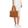 thumbnail image 4 of No Boundaries Women's Square Sherpa Tote Bag Tan- Small, 4 of 5