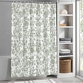 thumbnail image 3 of Sage Green Pastoral Flower Fabric Shower Curtain Farmhouse Washable Shower Curtains for Bathroom, Waterproof Bath Curtain with Hooks Home Decor 72x72in, 3 of 8