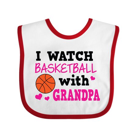 

Inktastic I Watch Basketball with Grandpa Gift Baby Girl Bib