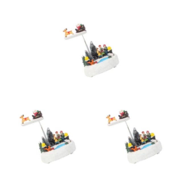 Bewildely Christmas Village Scene Musical LED Light Ornament Rotating Type1