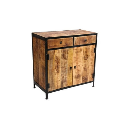 Reclaimed Heart Pine - Millwood Pines Dante Industrial Reclaimed Wood and Iron 2 Drawer Sideboard Accent Cabinet