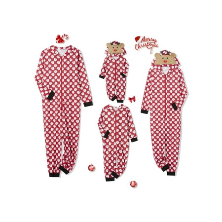 

Ma&Baby Christmas Matching Pajamas Set for Family Santa Claus Print Hooded Sleepwear Zipper Jumpsuit