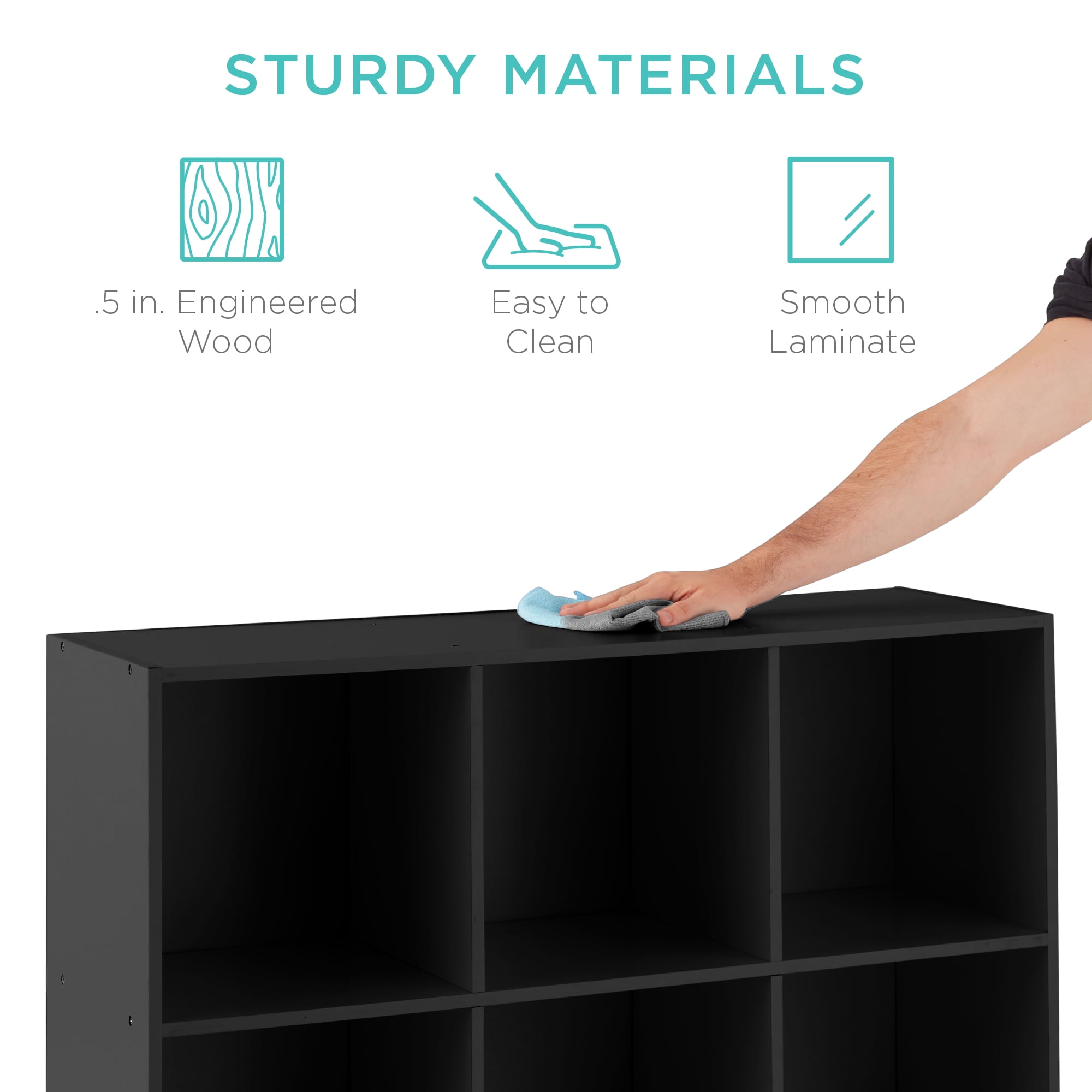 Best Choice Products 9-Cube Bookshelf, 13.5in Display Storage System, Organizer w/ Removable Back Panels - Black