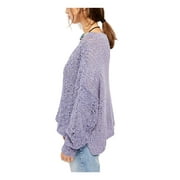 FREE PEOPLE Womens Purple Long Sleeve V Neck Sweater Size: M