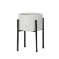 thumbnail image 1 of Luxen Home WHPL1364 12.2 in. Cube Design Round MgO Planter with Metal Stand, White, 1 of 7