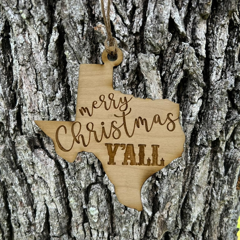 Ornament - Merry Christmas Y'all - Raw Wood 3x3in Ornament - Merry Christmas Y'all - Raw Wood 3x3in