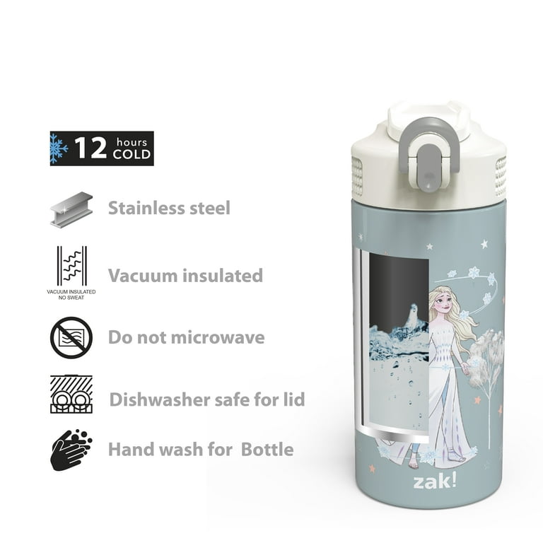Zak Designs Antimicrobial 14-oz. Stainless Steel Vacuum Insulated Kids Riverside Bottle, 2-Piece Set (Assorted Colors)