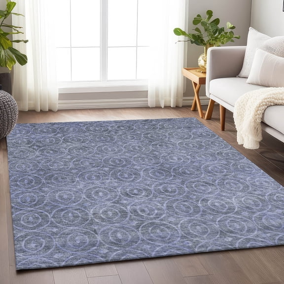 Addison Rugs Chantille Indoor/Outdoor Transitional Geometric Denim Washable Rectangle Rug, 10' x 14'