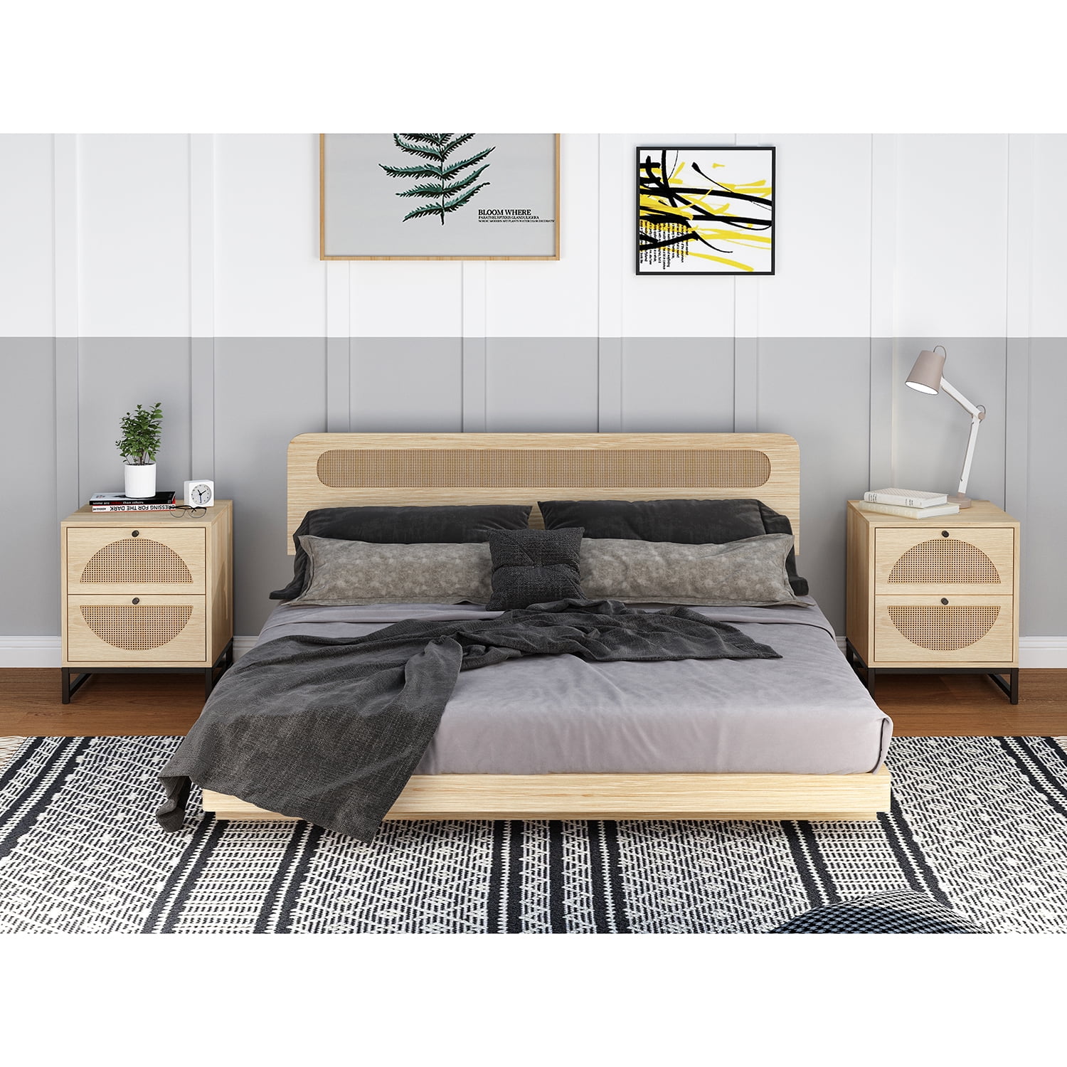 Kadyn 2 Drawer Nightstand Set of 2, Bedside Table for Bedroom and Living Room, Nightstand Side Table with Storage Drawer, Natural Kadyn 2 Drawer Nightstand Set of 2, Bedside Table for Bedroom and Living Room, Nightstand Side Table with Storage Drawer, Natural
