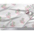 thumbnail image 2 of Soimoi Polyester Crepe Fabric Leaves & Floral Block Printed Fabric 1 Yard 42 Inch Wide, 2 of 3