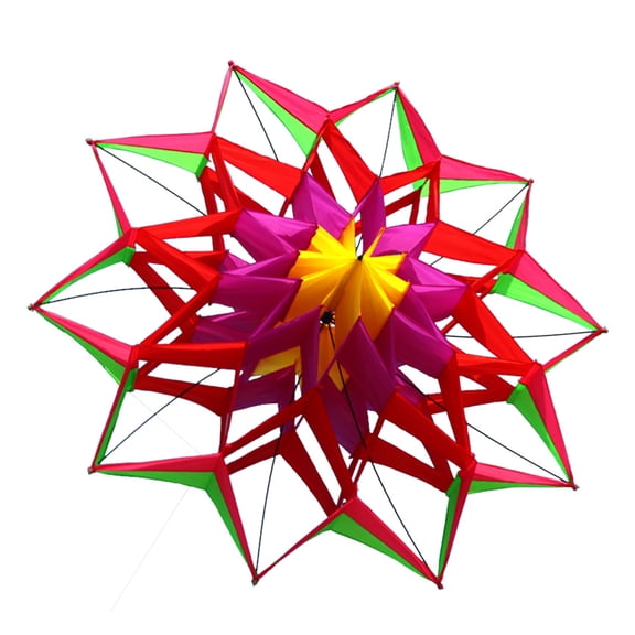 High Flying 3D Lotuses Kites Checkered Polyester Light in Weight Design For Boys Family Outdoor Fun