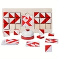 thumbnail image 2 of Wooden Pattern Blocks Matching Game, Wooden Color Sorting Stacking Game, Montessori Sensory Educational Toy, Quick Matching Game with Bell and Cards, Great Christmas Birthday Gift for Kids Boys Girls, 2 of 5