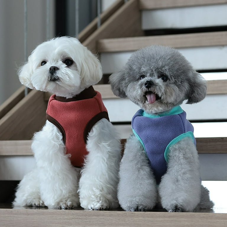 Waroomhouse Dog Padded Clothes Good Elasticity Color Matching Breathable Keep Warm Thickened Warm Vest Pet Clothes for Outdoor