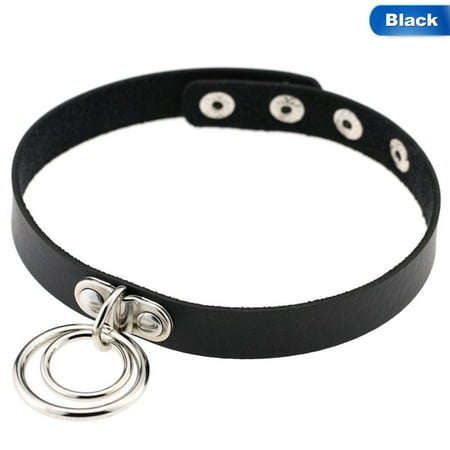 KABOER Goods Vintage Metal Circle Round Torques Leather Chain Choker Necklace Charm Women`s Elegant Jewelry