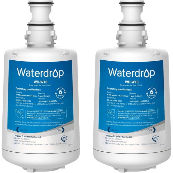 Waterdrop F-201R Water Filter Cartridge, Replacement for F-201R Water Filter Cartridge for Hot Water Dispenser, pack of 2, Model No. WD-W10