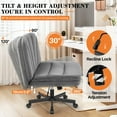 thumbnail image 4 of COOLHUT Criss Cross Chair with Wheels Armless Cross Legged Office Chair Wide Home Office Desk Chair Swivel Comfy Vanity Desk Chair Height Adjustable Mid Back Wide Seat Computer Task Chair Gray Velvet, 4 of 11