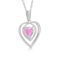 thumbnail image 3 of Araiya Fine Jewelry 925 Sterling Silver Diamond and Created Pink Sapphire Heart Pendant Necklace for Female (1/20 Cttw, I-J Color, I2-I3 Clarity), 18", 3 of 3
