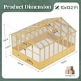 thumbnail image 2 of 10×13.2ft Cedar Wood Greenhouse Polycarbonate Panels Double Door 2 Windows Backyard Garden Planting House, 2 of 9