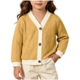 thumbnail image 2 of Sentuca Girls Cardigan Sweater, Color Blocked Cable Knit Single Breasted Sweater Coats V-Neck Baby Outerwear Size 6-12M Yellow, 2 of 9