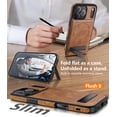 thumbnail image 3 of Funda de piel WTCASE para iPhone 17 Pro, magnética y delgada, color marrón, 3 of 8