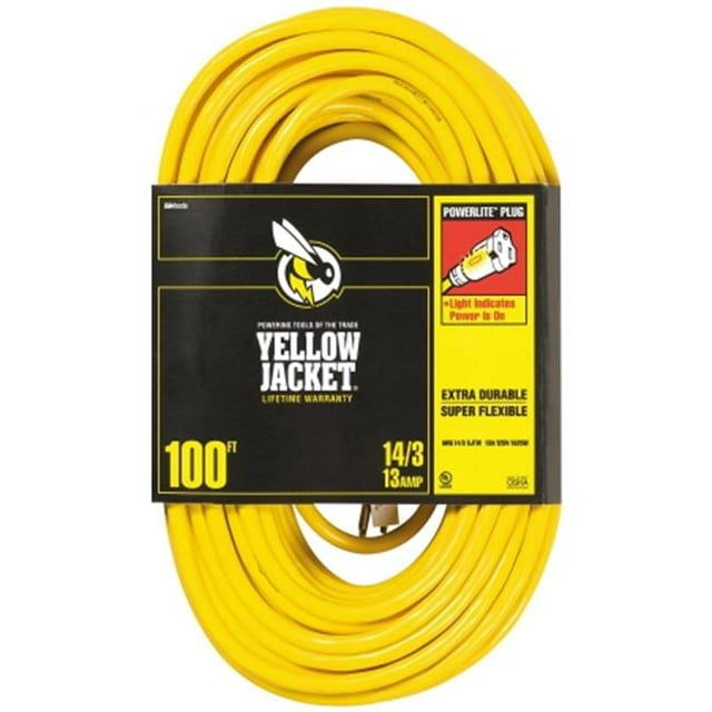 Coleman Cable Rallonge de Veste Jaune 14/3 de 100 Pi