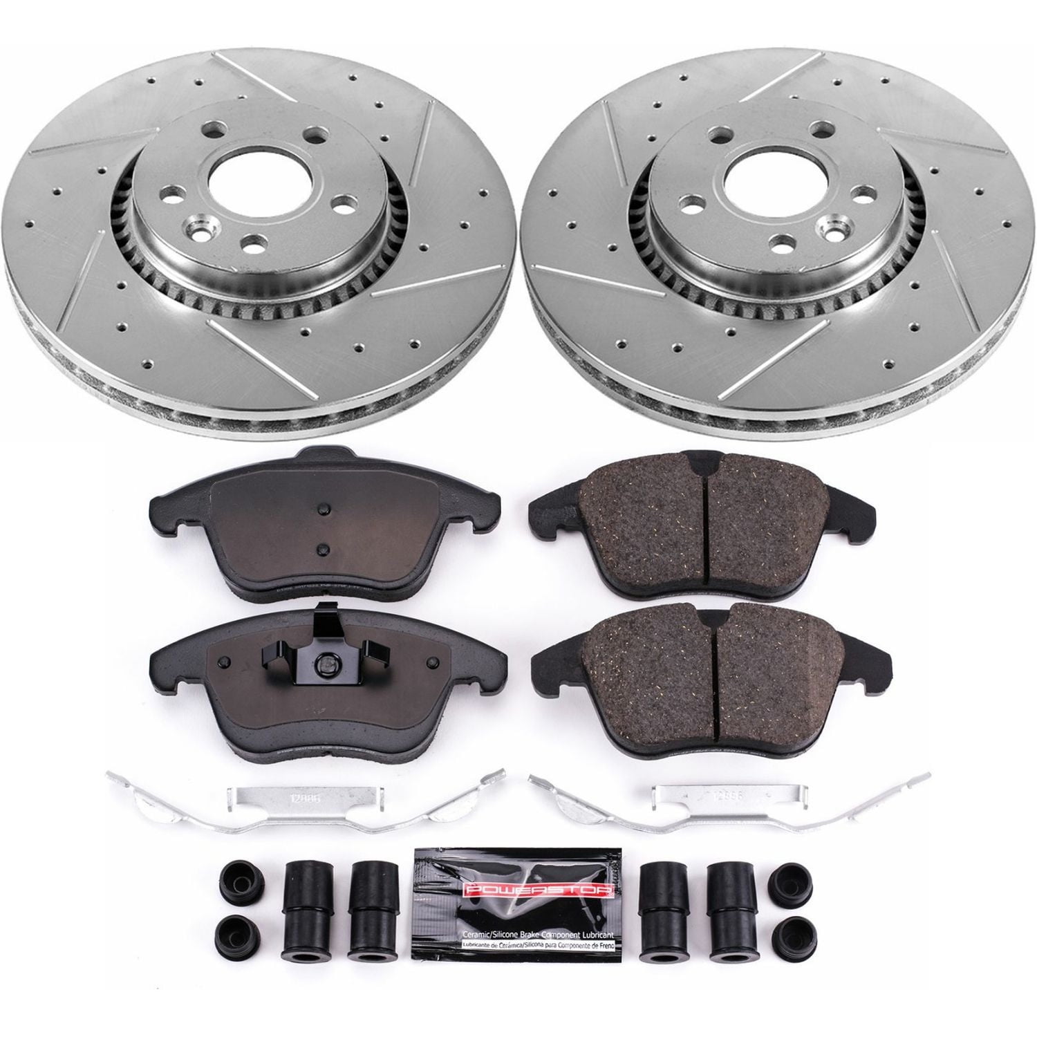 PowerStop Front Z23 Evolution Sport Carbon-Fiber Ceramic Brake Pad and Drilled & Slotted Rotor Kit Fits: LAND ROVER Select Models K4701