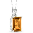 thumbnail image 2 of Gem Stone King 10K White Gold Yellow Citrine Pendant Necklace for Women (8.20 Cttw, Gemstone November Birthstone, Emerald Cut 14x10MM, with 18 inch Chain), 2 of 5