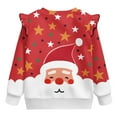 thumbnail image 6 of Xixirimido Christmas Santa Claus Stars Print Toddler Girls Sweatshirt Ruffle Shoulder Long Sleeve Sweatshirts Graphic Pullover Top Girls Sweater Casual Fall Winter Clothes, for 3-4T, 6 of 7