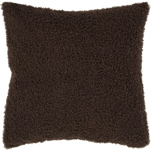 18" Dark Chocolate Brown Cozy Shag Decorative Throw Pillow