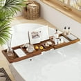 thumbnail image 2 of Semiocthome Foldable Bathtub Tray Caddy, Expandable Bath Tray for Tub, Soap Holder, Non Slip,Teak, 2 of 7